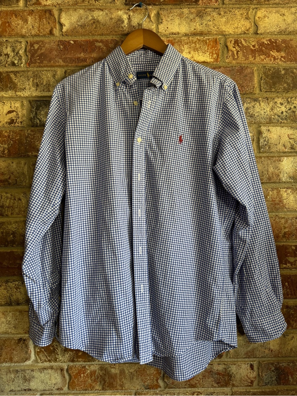 Ralph Lauren Men's Blue Gingham Button-Down Shirt